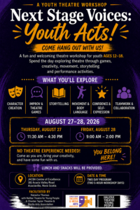 Youth Acts August 27-28 Theatre Class for youth.
